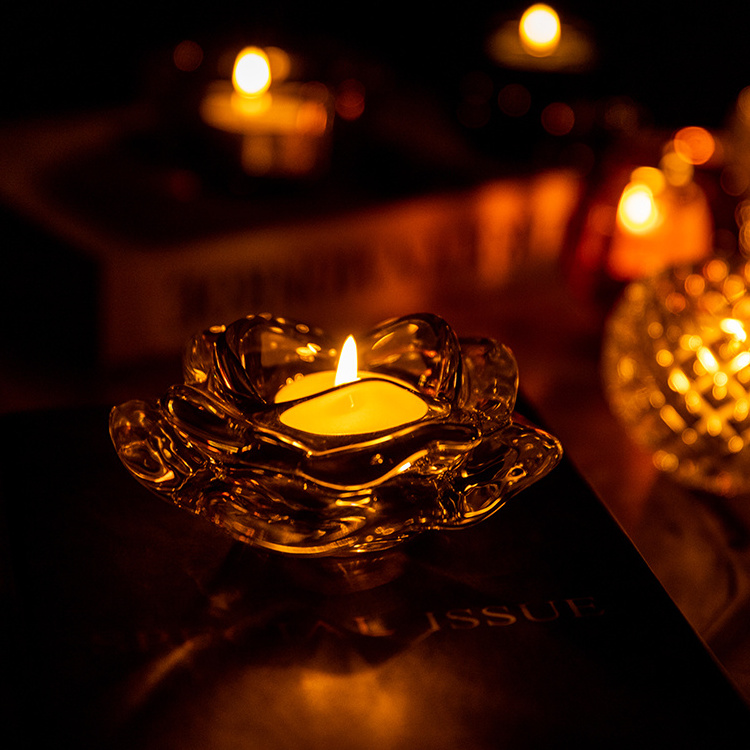 Candle Holder Set Machine-pressed Clear Glass Candle Holder Clear Glass Votive Candle Holder Fancy Glass