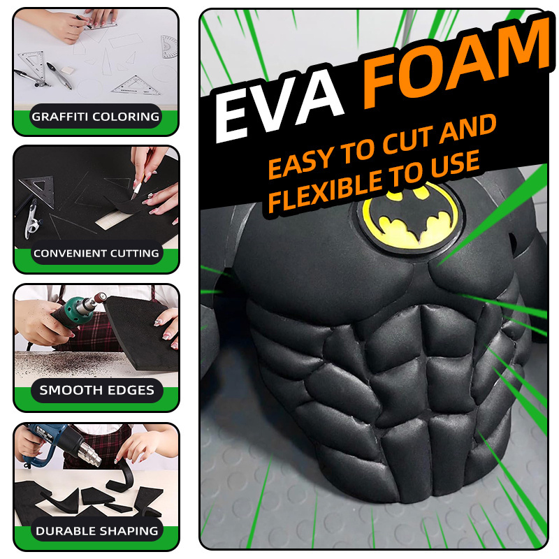 Self Adhesive EVA Foam  Cosplay Foam Roll White Black Suitable for Large Foam Cosplay Modeling DIY Projects Crafts