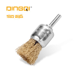 DingQi High Quality Crimped Steel Brass Wire End Brush for Polishing and Cleaning