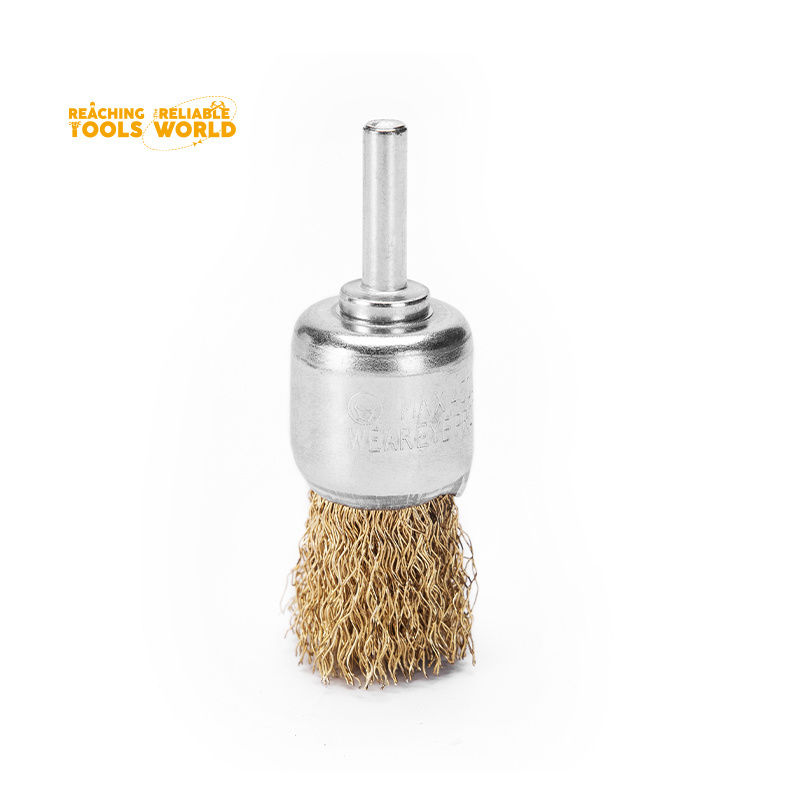 DingQi High Quality Crimped Steel Brass Wire End Brush for Polishing and Cleaning