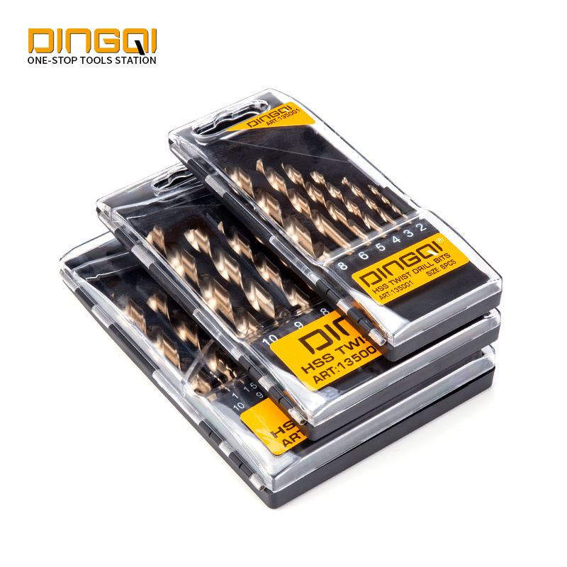 DINGQI Hot Sale High Speed Steel Good Quality 6pcs 8pcs 19pcs Hss Twist Drill Bits Set