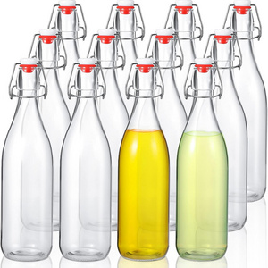 Wholesale 500ML glass bottles with lids kombucha flip top glass bottle with caps swung top glass bottles for drink beer wine