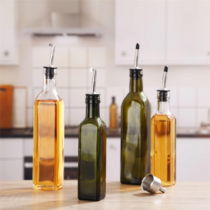 Wholesale 17 oz/500ml Empty Dark Green Oil and Vinegar Cruet Bottle Olive Oil Bottle With Lids For Kitchen