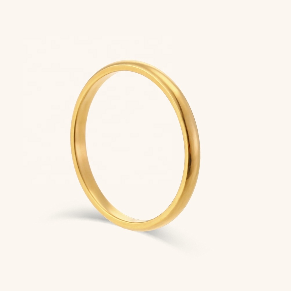 Ding Ran 2mm 4mm 6mm Simple Fashion Non Tarnish Rings 18k Gold Plated Stainless Steel Basic Rings