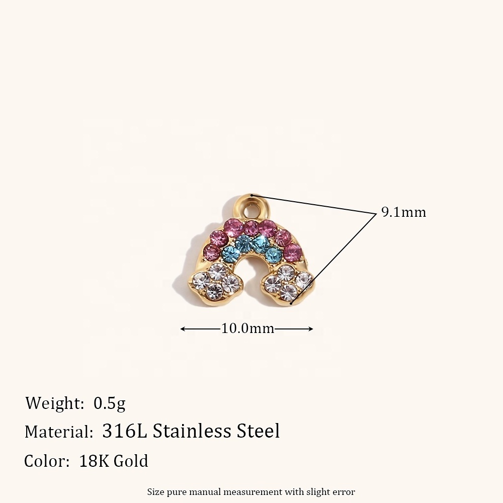 Dingran Charms Waterproof Shining Zircon Charms Stainless Steel Various Patterns Pendants Jewelry