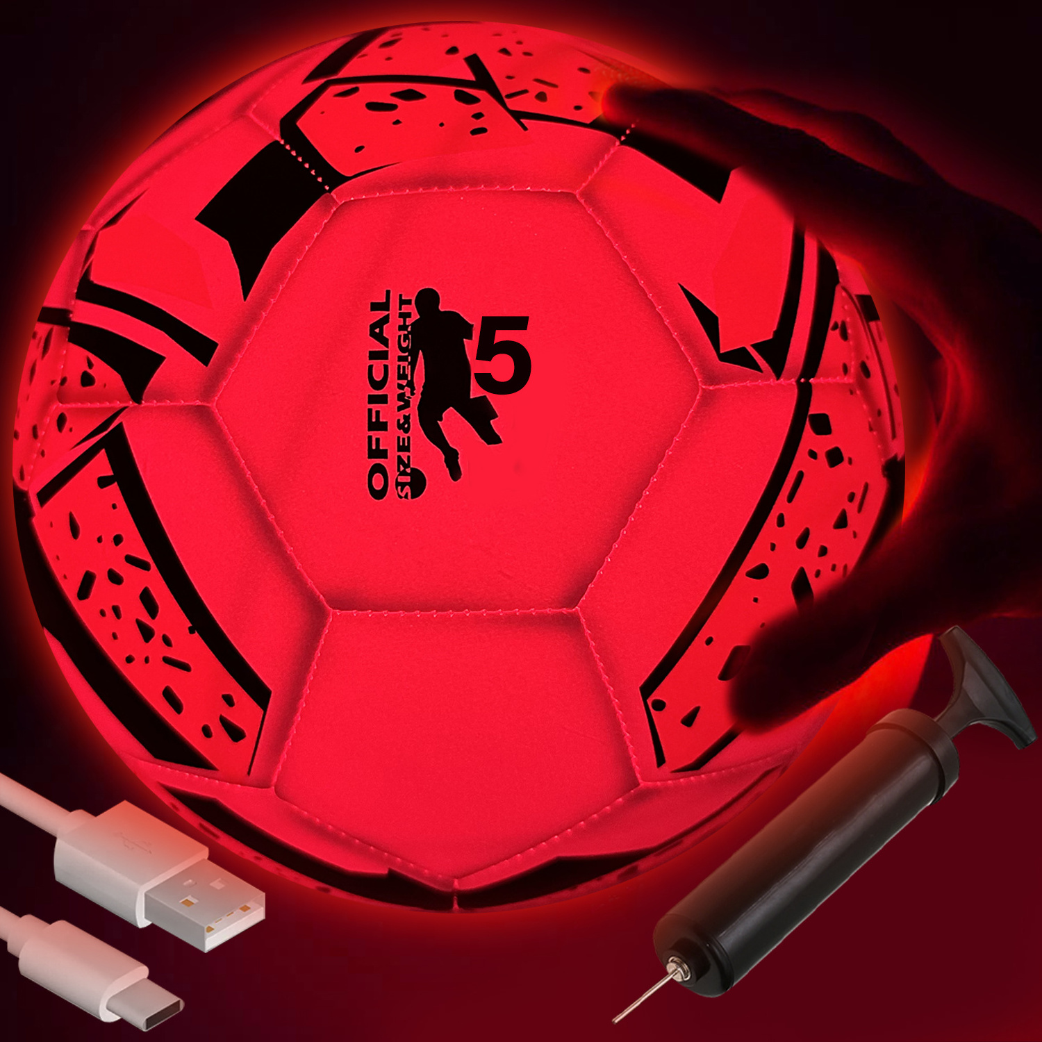 Official Size Rechargeable LED Soccer Ball Glow in the Dark Light-Up Training Ball