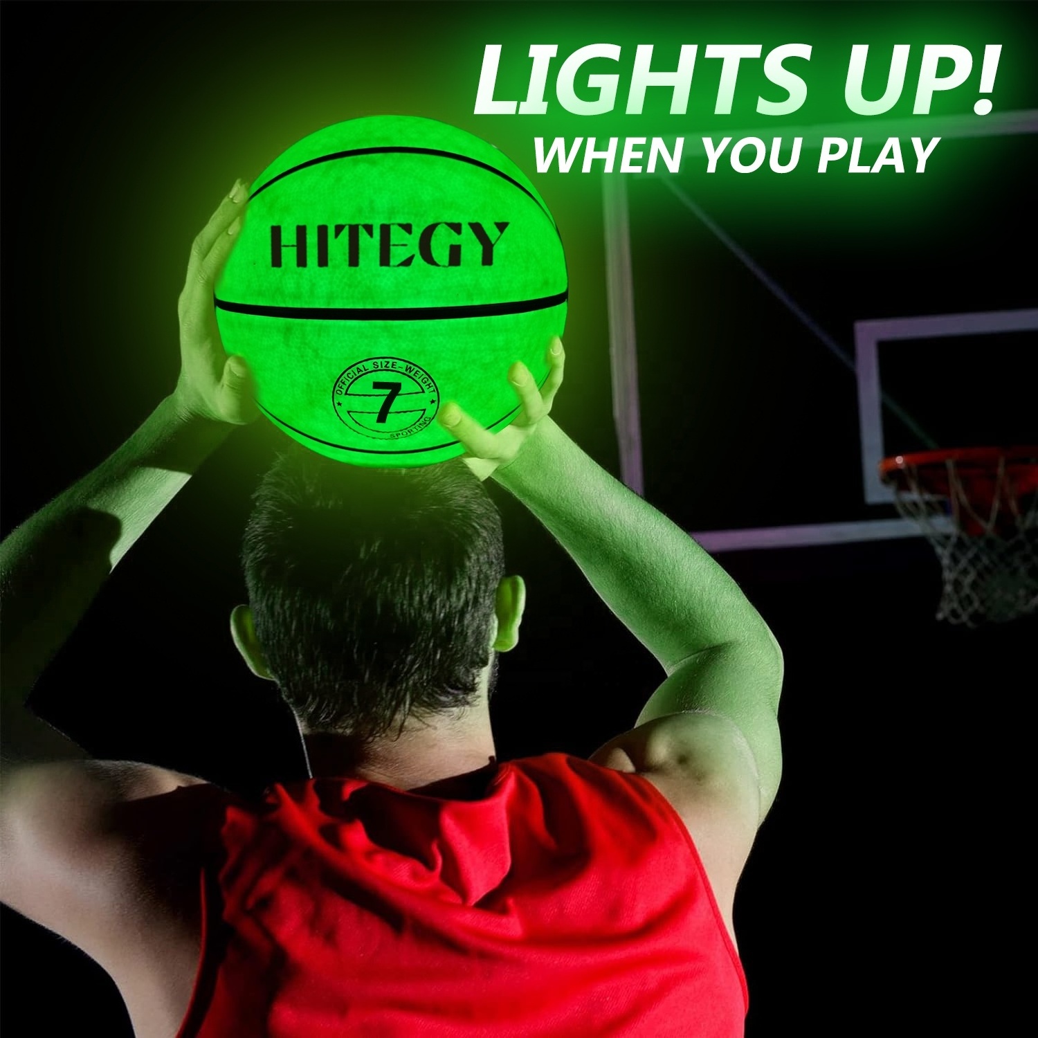 Glow-in-the-Dark Green Basketball for Teen Boys Glowing LED Ball Games for Night Basketball