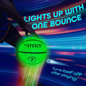 Glow-in-the-Dark Green Basketball for Teen Boys Glowing LED Ball Games for Night Basketball