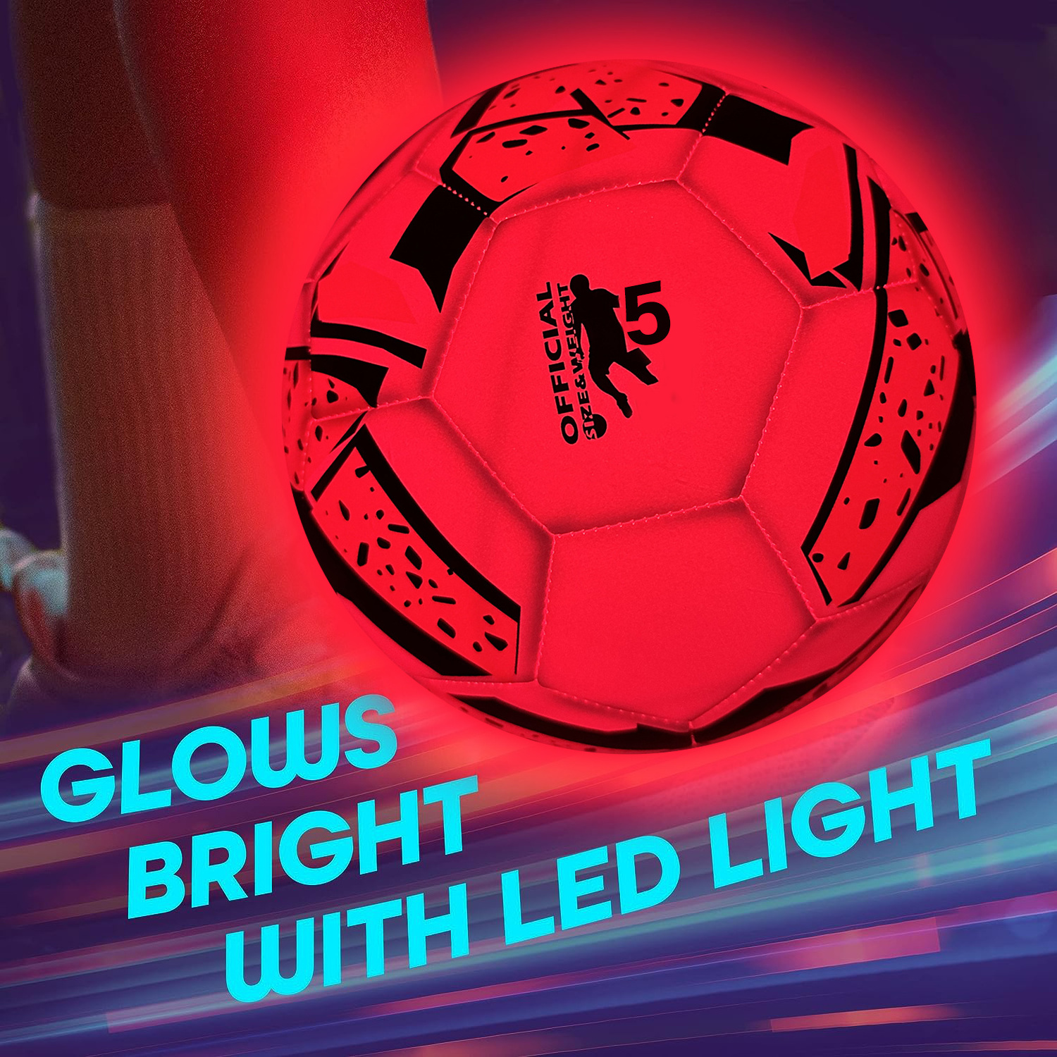 Official Size Rechargeable LED Soccer Ball Glow in the Dark Light-Up Training Ball