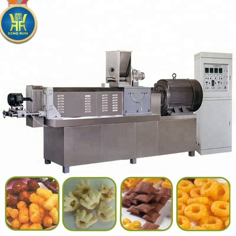 Slanted bar twin screw extruder prices corn chips food making puff snack machine