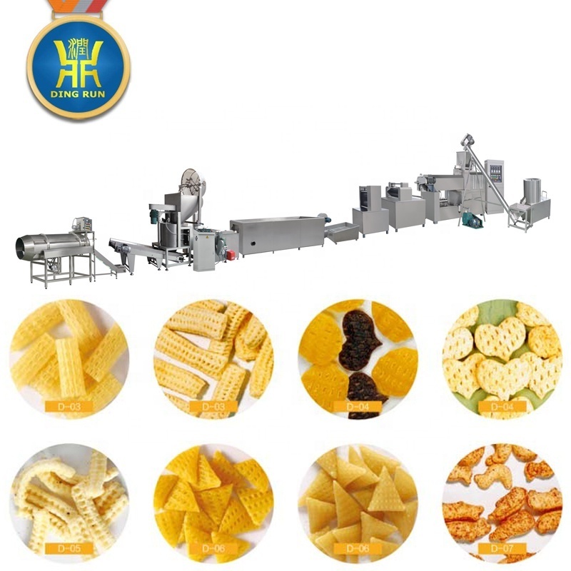 3d 2d extruded pellets snacks food fried pani puri papad making machines processing line