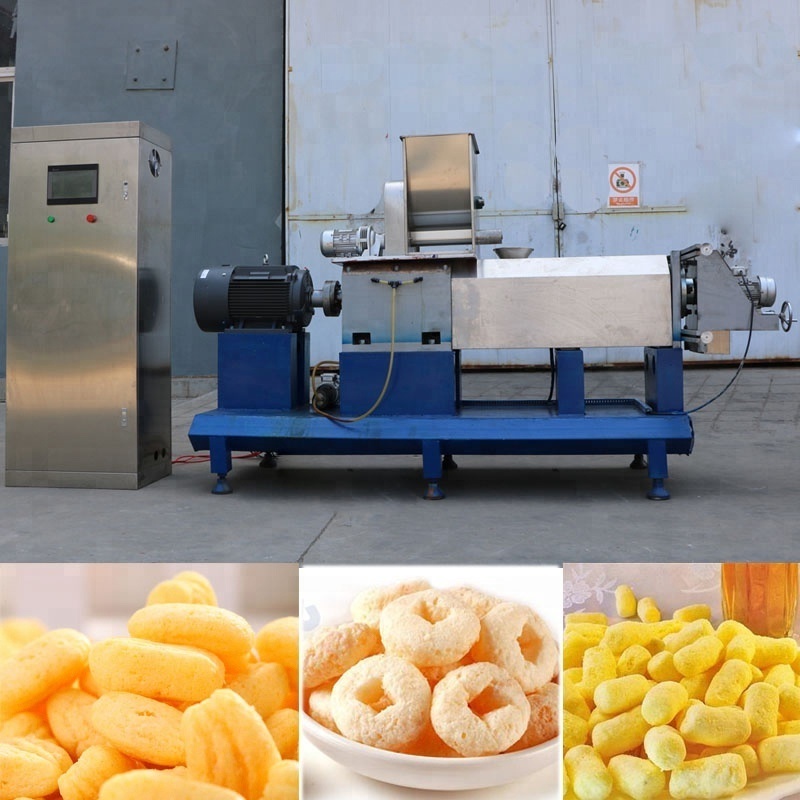 Slanted bar twin screw extruder prices corn chips food making puff snack machine