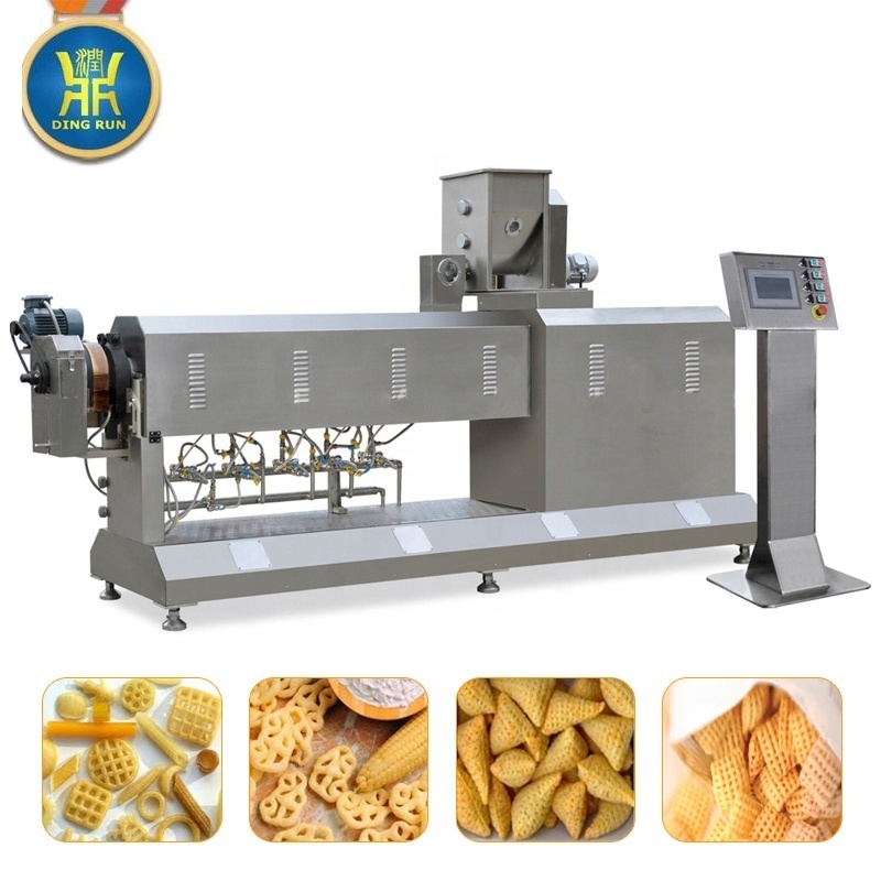 3d 2d extruded pellets snacks food fried pani puri papad making machines processing line