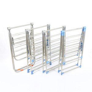 Balcony thickening floor hanger dormitory storage lengthened stainless steel folding clothes hanger