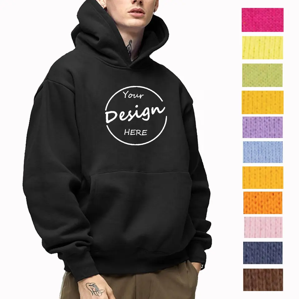 Embroidered Baggy Hoodie Men Wholesale Screen Print High Quality Cotton Fleece Heavyweight 400GSM Pullover Hoodies Oversized