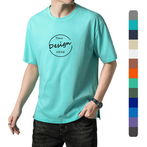 Wholesale Men's Summer Causal 75% Polyester 25% Cotton Plain Solid Color Classic Crewneck T-Shirt Cool Street Wear