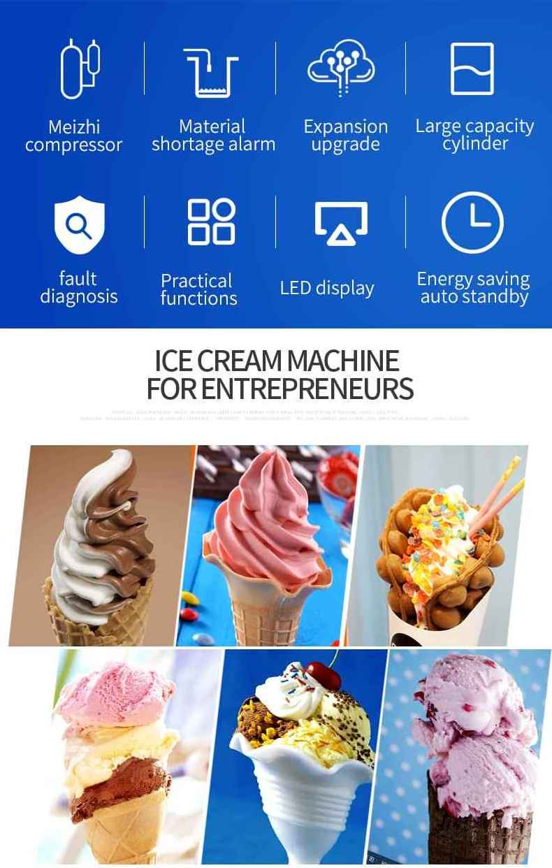 Ice cream machine maker 3 flavor soft serve commercial ice cream machine