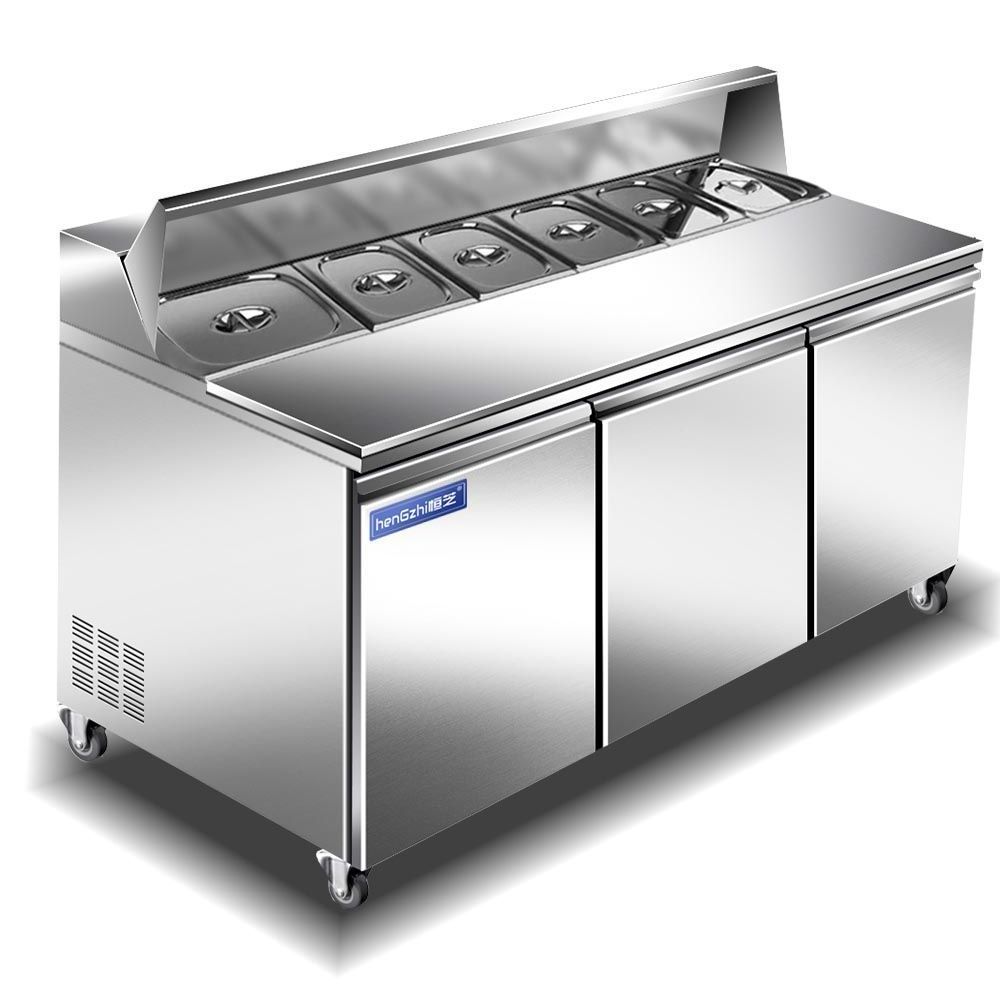 Commercial pizza display refrigerator/refrigerated counter professional stainless steel salad freezer