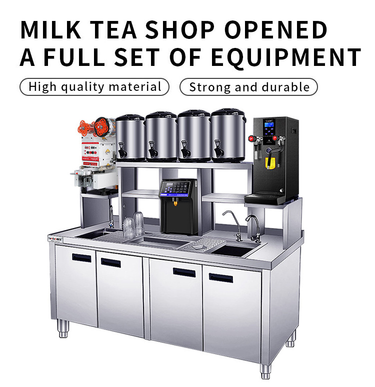 Customized Milk Tea Counter Bar Bubble Tea Machine Shop Working Table All Set Bubble Tea Equipment