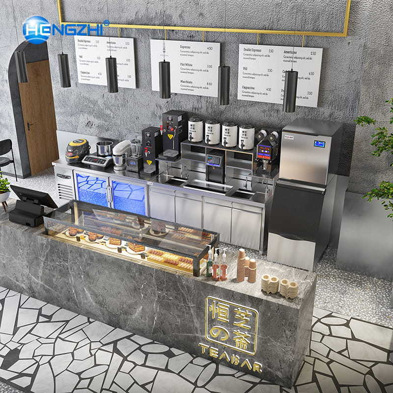 One Stop Solution All Set Boba Tea Shop Packaging Ingredients Machinery Milk Tea Bar Equipment Bubble Tea Counter Machine