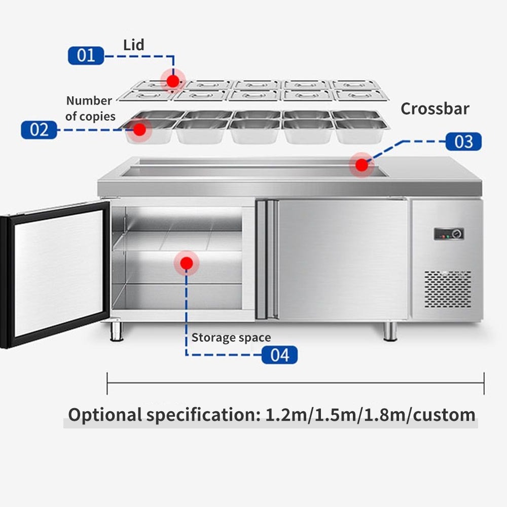 Commercial Restaurant Under Counter Refrigerators Fridge Table Pizza Prep Freezer Display Salad Bar Counter