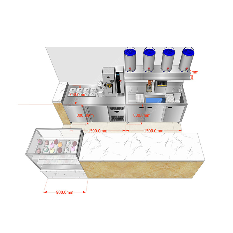 HENGZHI One Stop Solution Bubble Tea Counter Milk Tea Shop Equipment Boba Tea Equipment Supplies with shop design