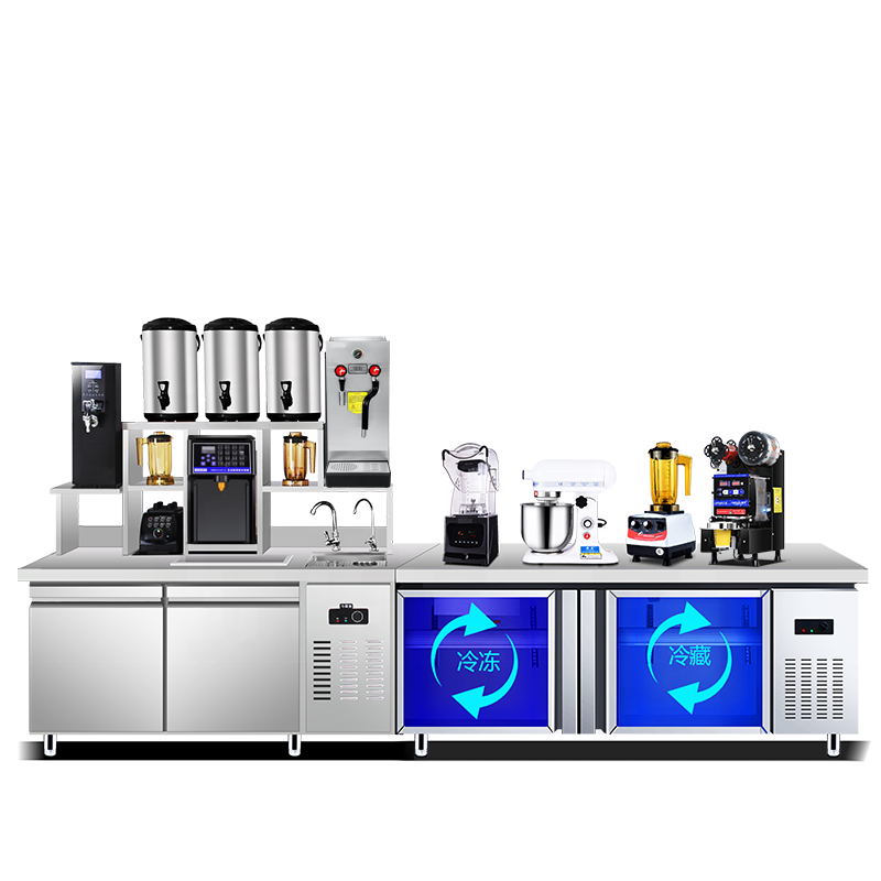 HENGZHI One Stop Solution Bubble Tea Counter Milk Tea Shop Equipment Boba Tea Equipment Supplies with shop design