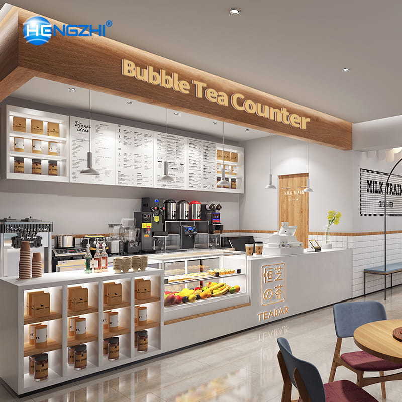 One Stop Solution All Set Boba Tea Shop Packaging Ingredients Machinery Milk Tea Bar Equipment Bubble Tea Counter Machine