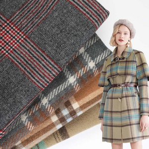 Multicolour plaid tartan fleece garment check wool polyester tweed fall yarn dyed fabric for lady suit overcoat fabric