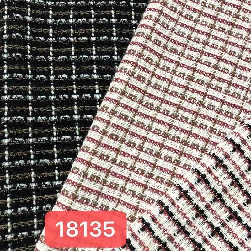 High Grade Colorful Checks woolen fragrance cloth YARN DYED 100% Polyester Boucle Fancy Tweed Fabric