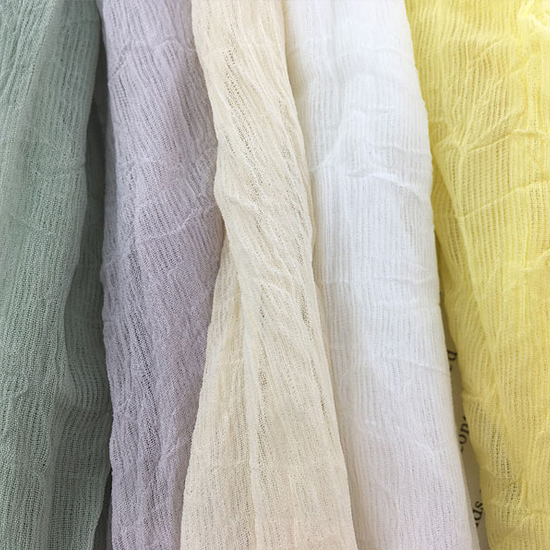 Shiny crink bubble polyester como plain crepe de chine stretch crinkle fabric chiffon satin fabrics