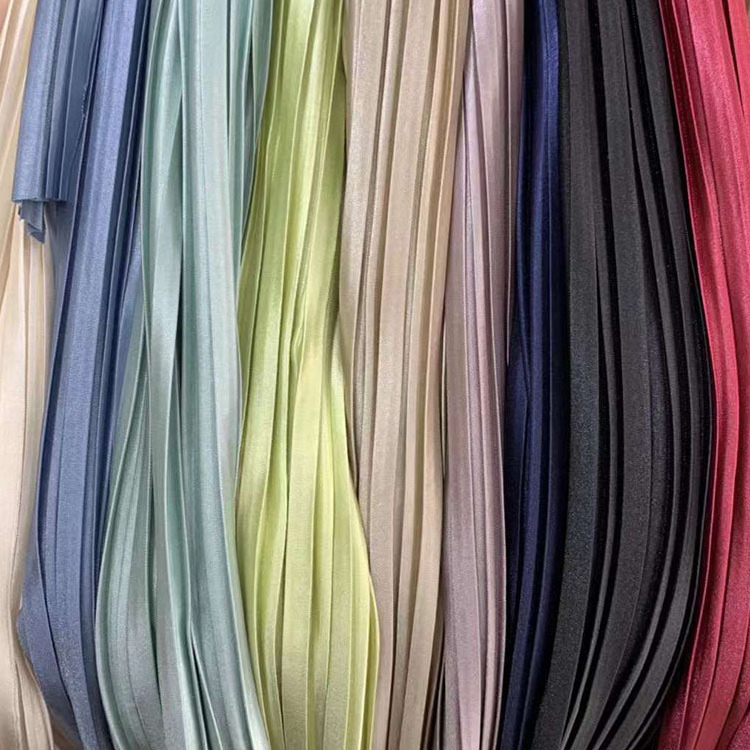 Hot sale Waterproof Shiny 100% Polyester Fabric Plain soft pleated satin fabric