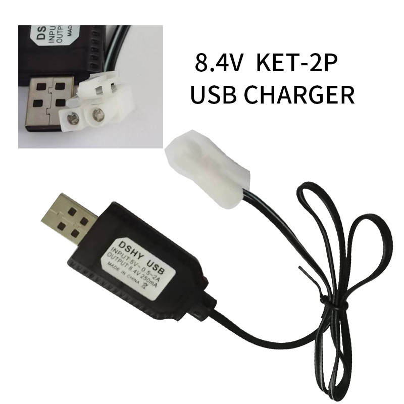 Universal Battery Charger Case Ni-MH Custom  Battery Universal USB Charger Wire   8.4V KET 2P Plug 250mAh