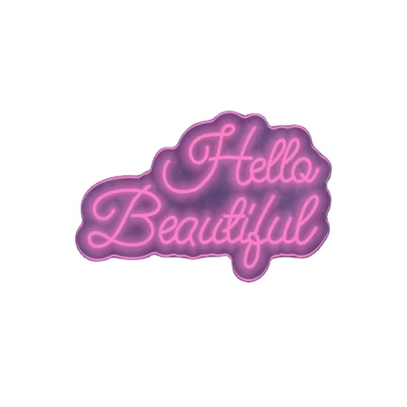 LED Neon Wall Art Sign Illuminated Hello Beautiful for Beauty Businesses Fashion Boutiques Cafes Home Decor-Neon Flex Sign Light