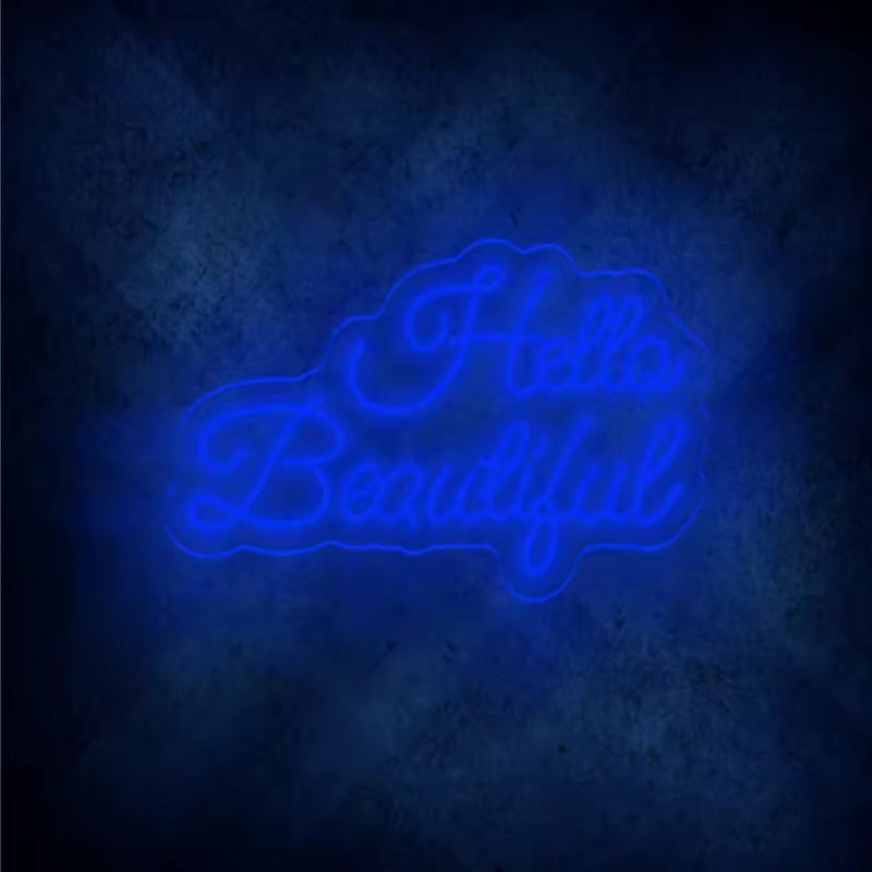 LED Neon Wall Art Sign Illuminated Hello Beautiful for Beauty Businesses Fashion Boutiques Cafes Home Decor-Neon Flex Sign Light