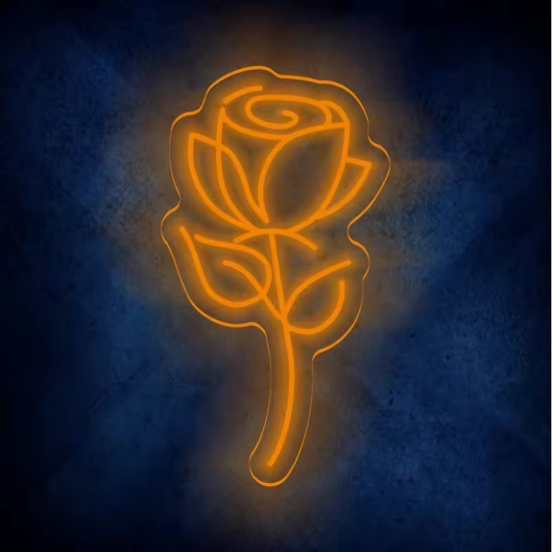 Home Decor Rose Flower LED Neon Signs Illuminated Wall Art for Bedroom Lighting