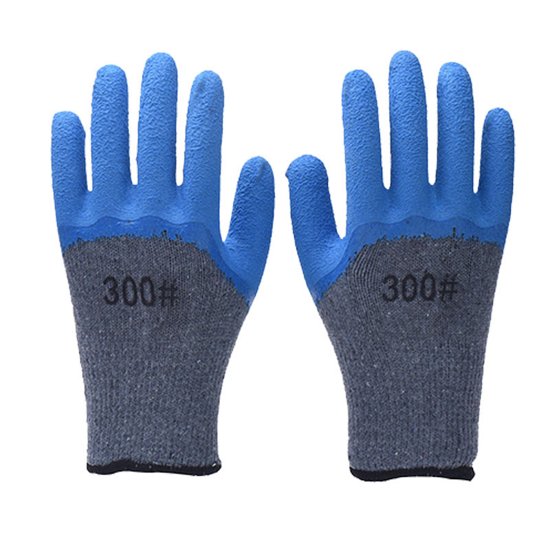 13 gauge polyester nylon cotton latex gloves Latex Coated Cotton Gloves Wrinkle Latex Palm Coating Safety Working Gloves