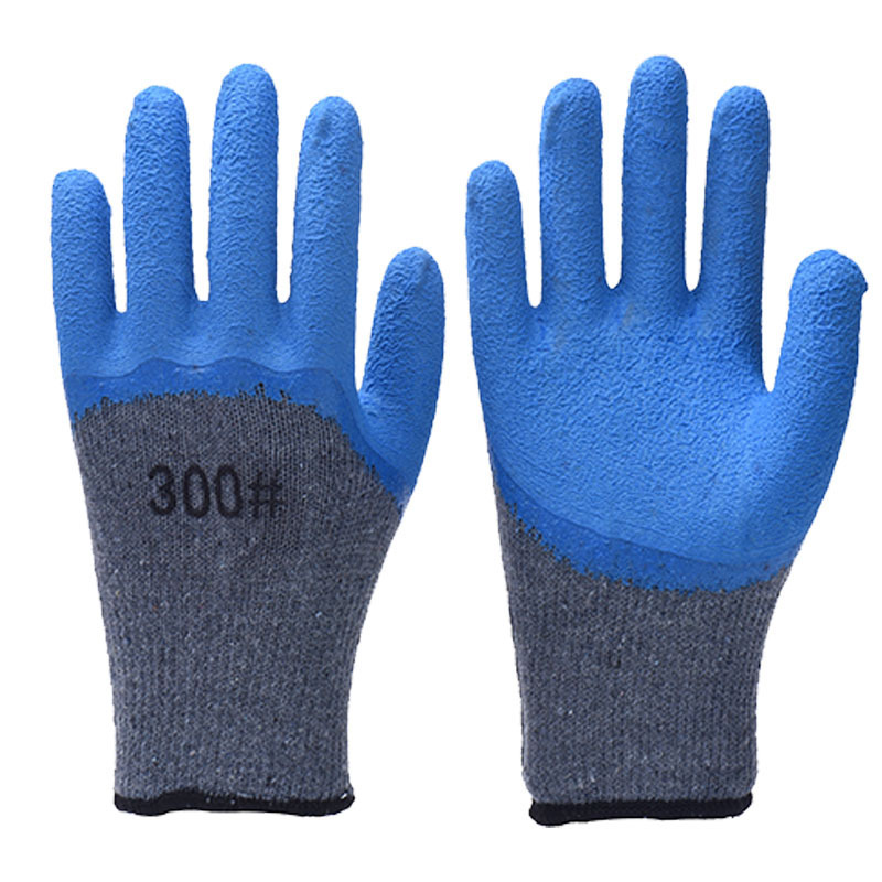 13 gauge polyester nylon cotton latex gloves Latex Coated Cotton Gloves Wrinkle Latex Palm Coating Safety Working Gloves