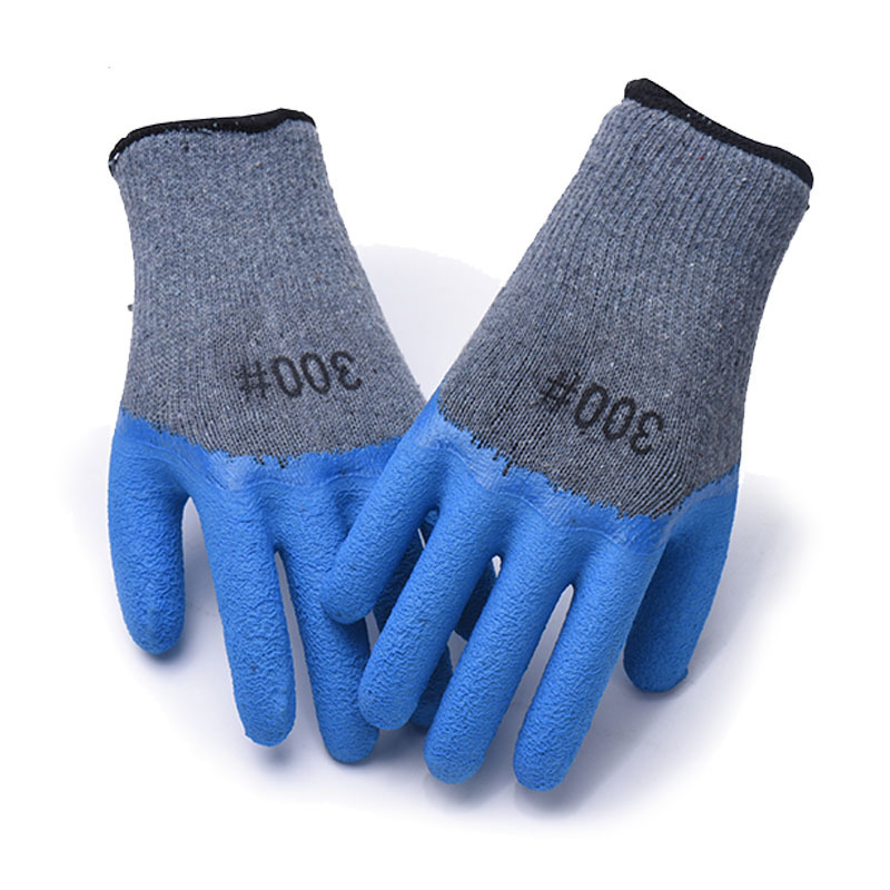 13 gauge polyester nylon cotton latex gloves Latex Coated Cotton Gloves Wrinkle Latex Palm Coating Safety Working Gloves