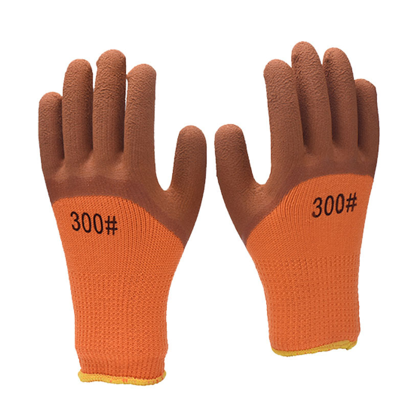 Orange Polyester Black Latex Coated Safety Construction Work Gloves Rubber Latex Coated Hand Gloves