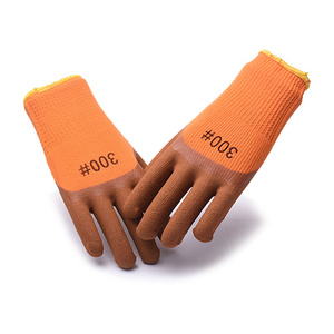 Orange Polyester Black Latex Coated Safety Construction Work Gloves Rubber Latex Coated Hand Gloves