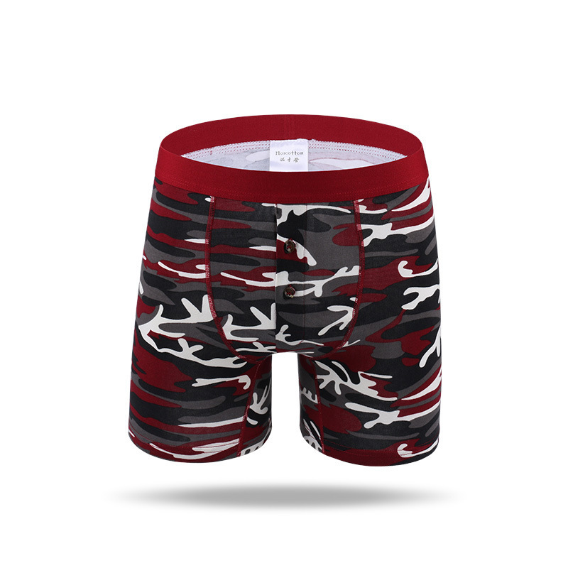 Customized print elastic cotton mens boxer briefs long leg underwear