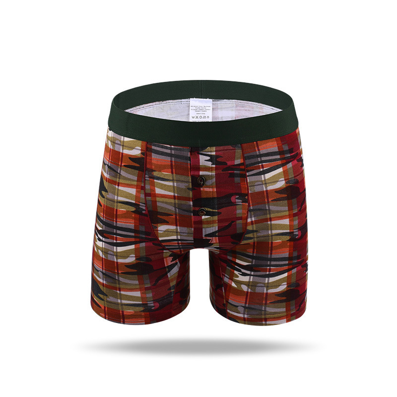 Customized print elastic cotton mens boxer briefs long leg underwear