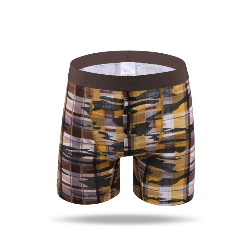 Customized print elastic cotton mens boxer briefs long leg underwear