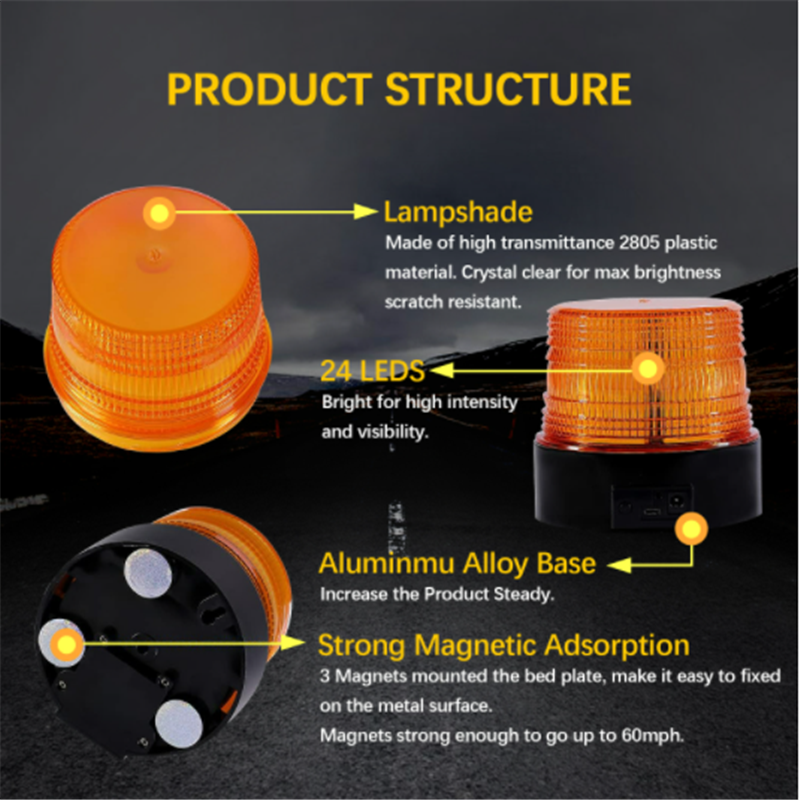 Rotating Strobe Beacon for Truck Forklift  Led Warning Amber Flashing Led Safety Beacon Light