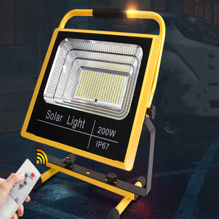 Portable IP67 High Brightness Solar Powered Rechargeable Remote Control Outdoor LED Emergency Warning Flood Light