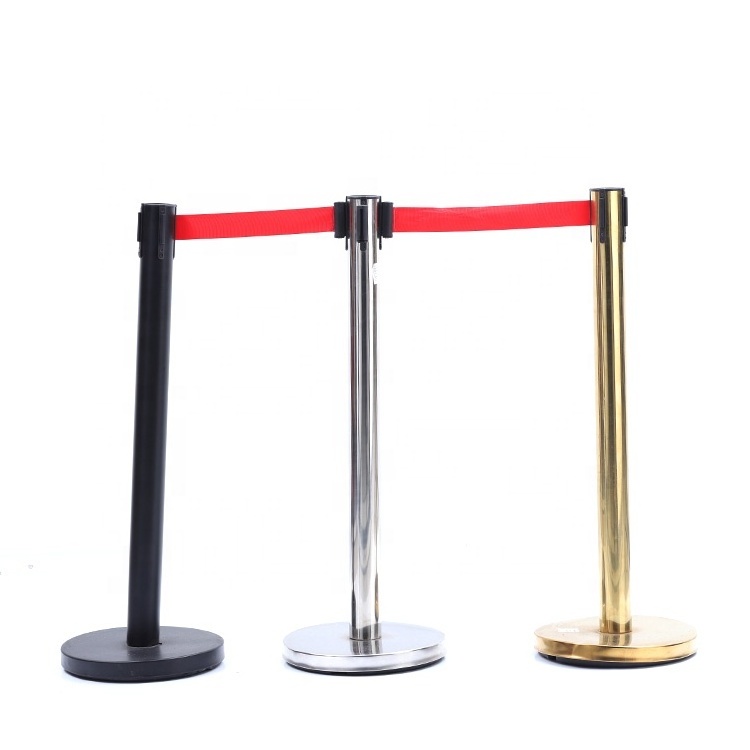 Stainless Steel  Plastic Portable Retractable Queue Crowd Control Post Stanchion Q Manager Rope Barrier Pole Barrier Queue Stand