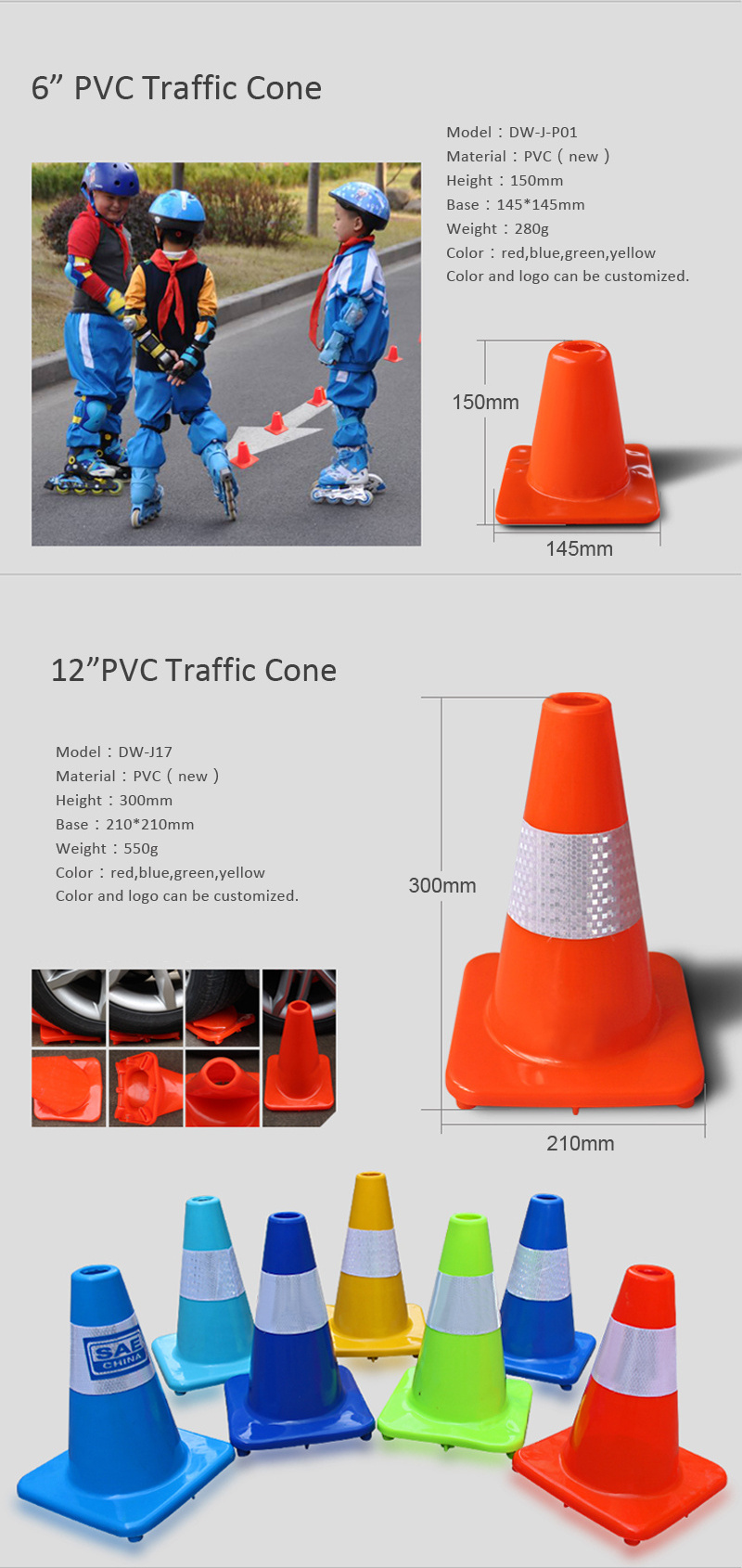 Manufacture Top Sale 30,45,70,90 cm Road Cone Flexible PVC Safety Used Traffic Cone