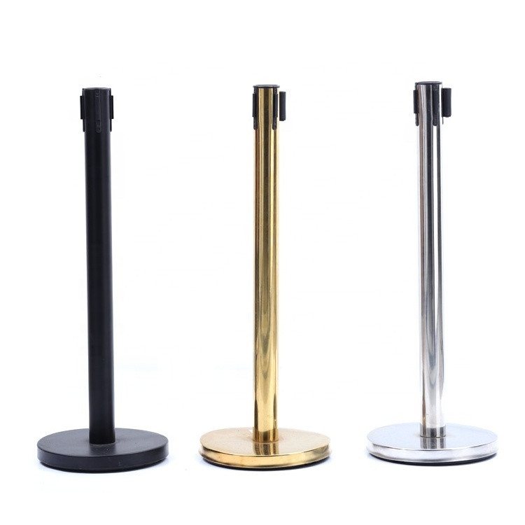 Stainless Steel  Plastic Portable Retractable Queue Crowd Control Post Stanchion Q Manager Rope Barrier Pole Barrier Queue Stand