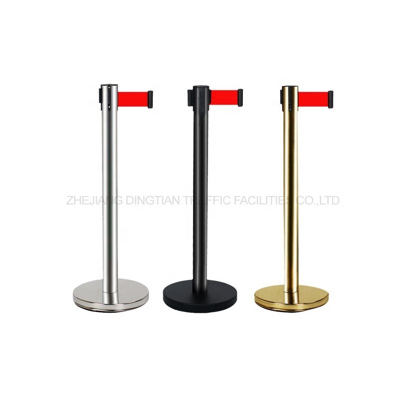 Stainless Steel  Plastic Portable Retractable Queue Crowd Control Post Stanchion Q Manager Rope Barrier Pole Barrier Queue Stand